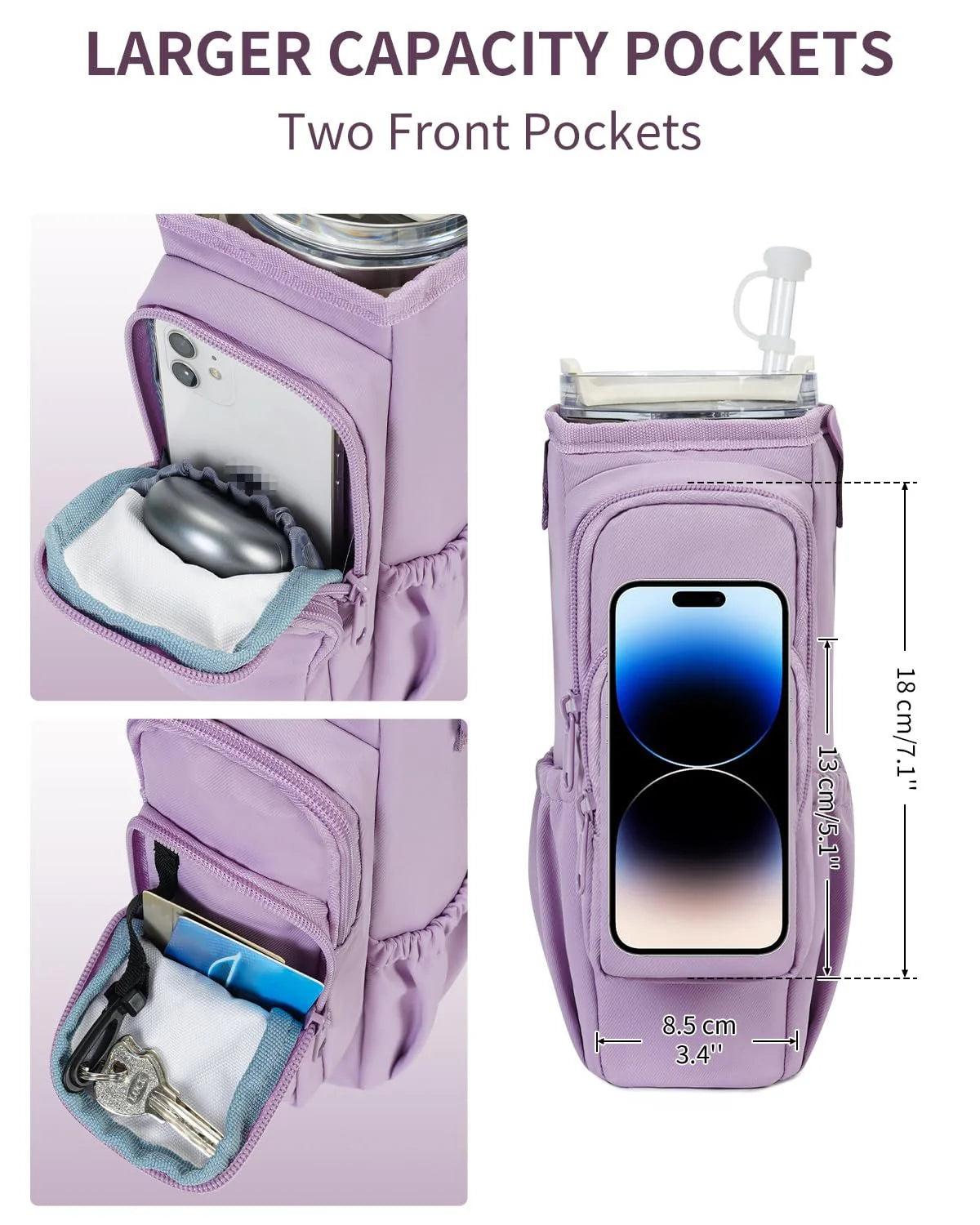 Adjustable shoulder bag with insulated cup holder for 40 oz