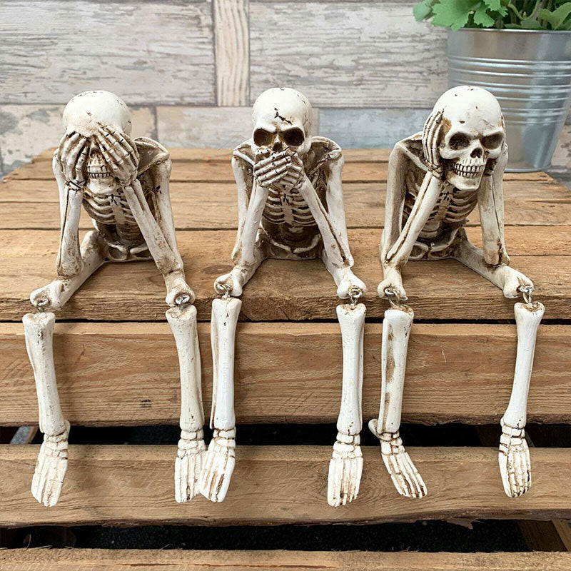 ๐ Halloween Three Wise Skeletons Resin Figurines ๐