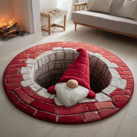 🌀 3D Illusion Christmas Rug 🎄 | Round, Non-Slip & Washable | Decorative Effect