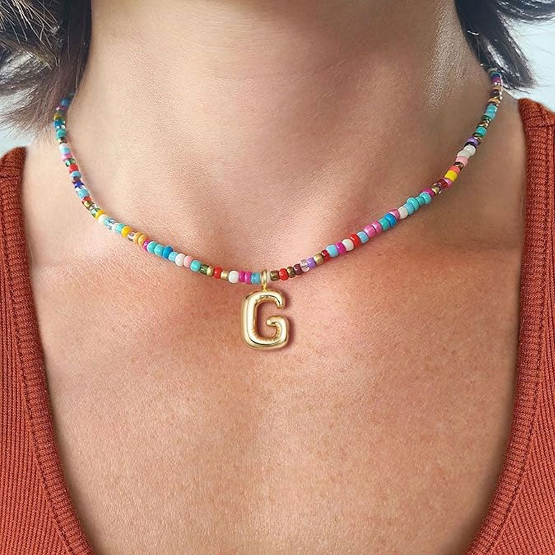 Necklace with initials in pearls