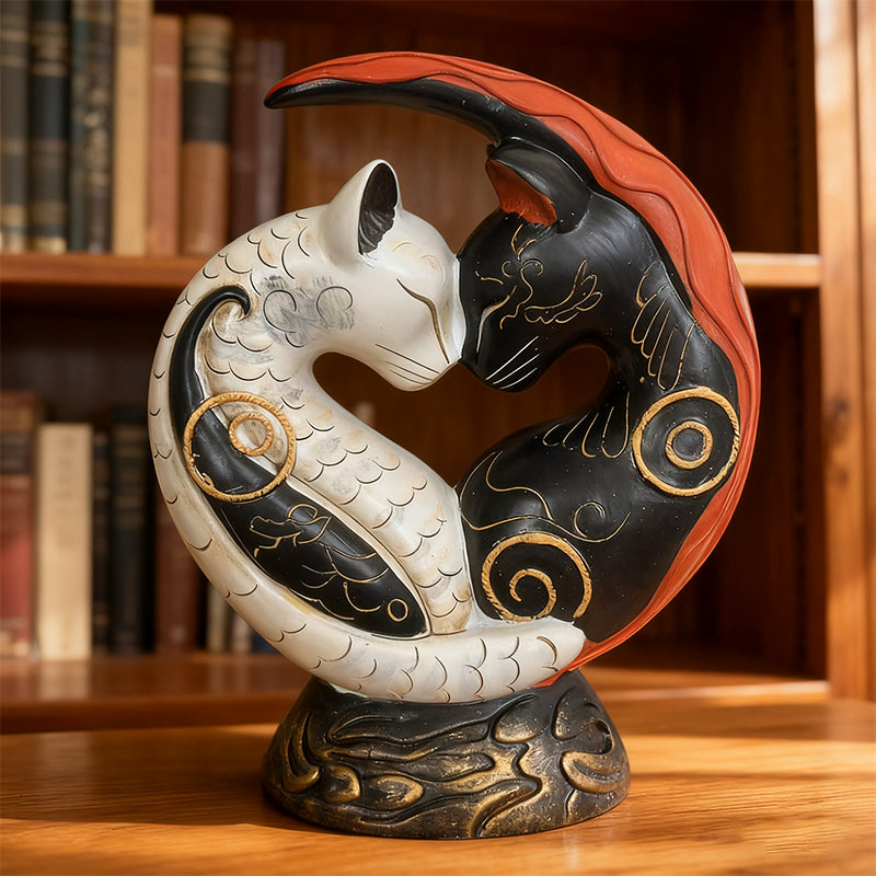 Black and White Cat Yin Yang Art Desk Decor