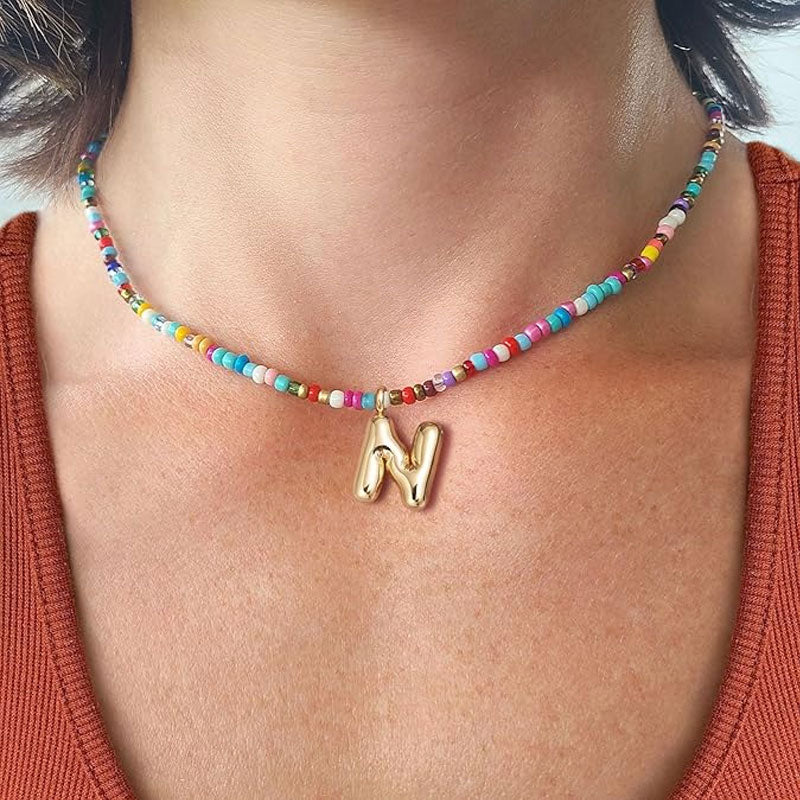 Necklace with initials in pearls