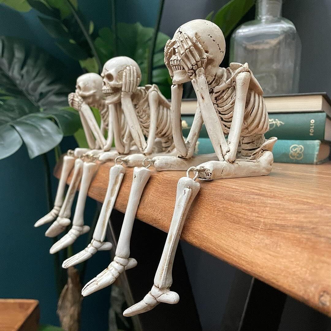๐ Halloween Three Wise Skeletons Resin Figurines ๐