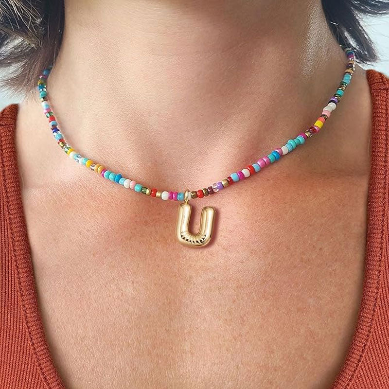 Necklace with initials in pearls