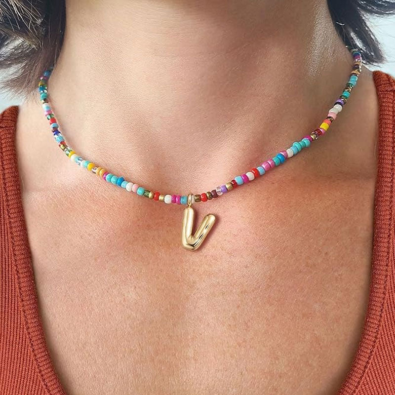 Necklace with initials in pearls