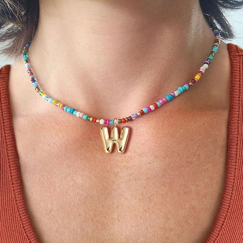 Necklace with initials in pearls