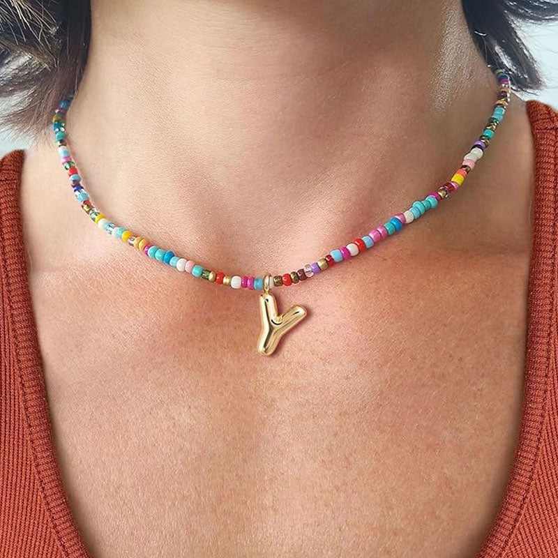 Necklace with initials in pearls