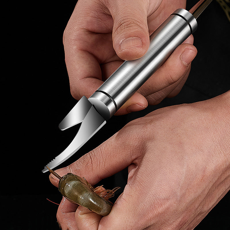 Stainless steel shrimp peeler and gutter