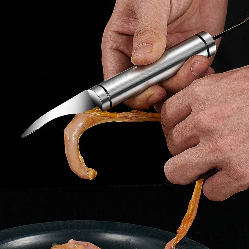Stainless steel shrimp peeler and gutter