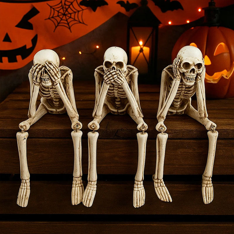 ๐ Halloween Three Wise Skeletons Resin Figurines ๐