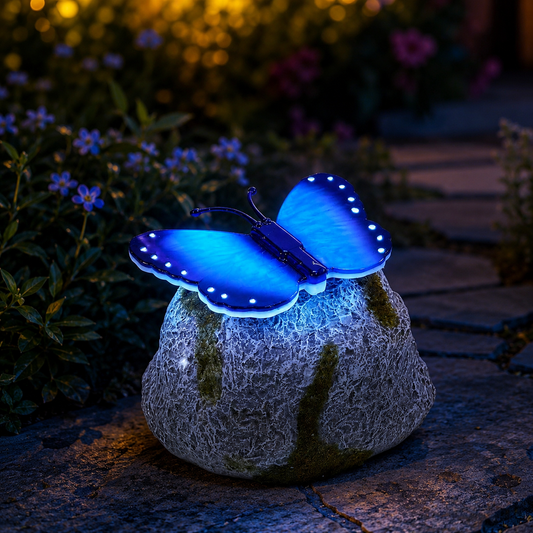 Solar-powered glowing butterfly garden lam