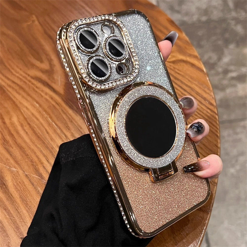 📲✨Gradient Glitter Holder Makeup Mirror Protective Case