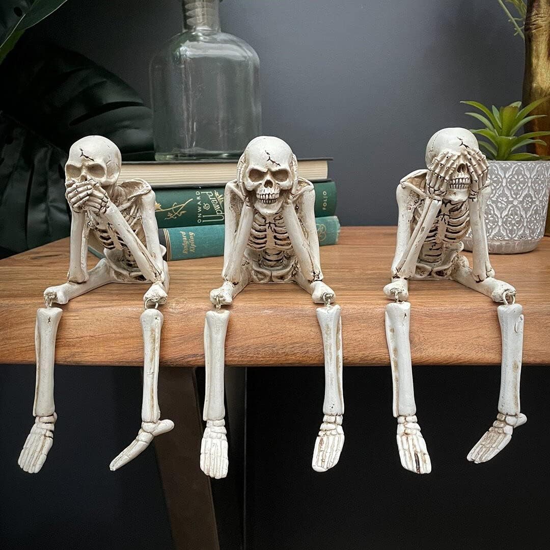๐ Halloween Three Wise Skeletons Resin Figurines ๐