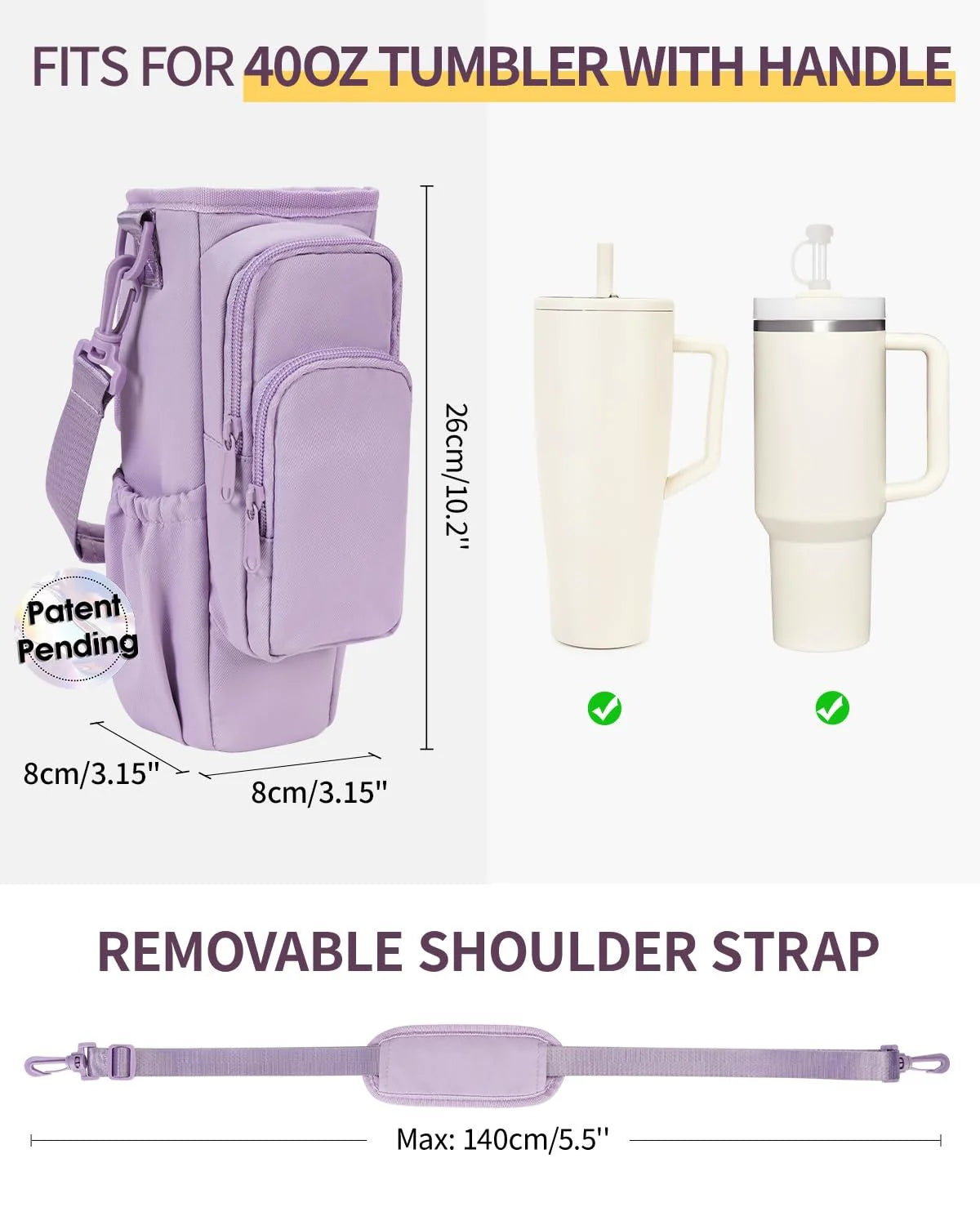 Adjustable shoulder bag with insulated cup holder for 40 oz