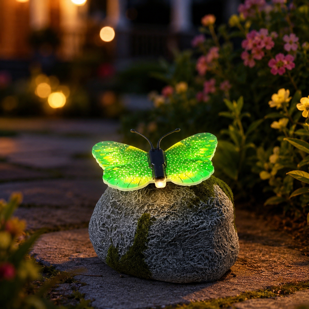 Solar-powered glowing butterfly garden lam