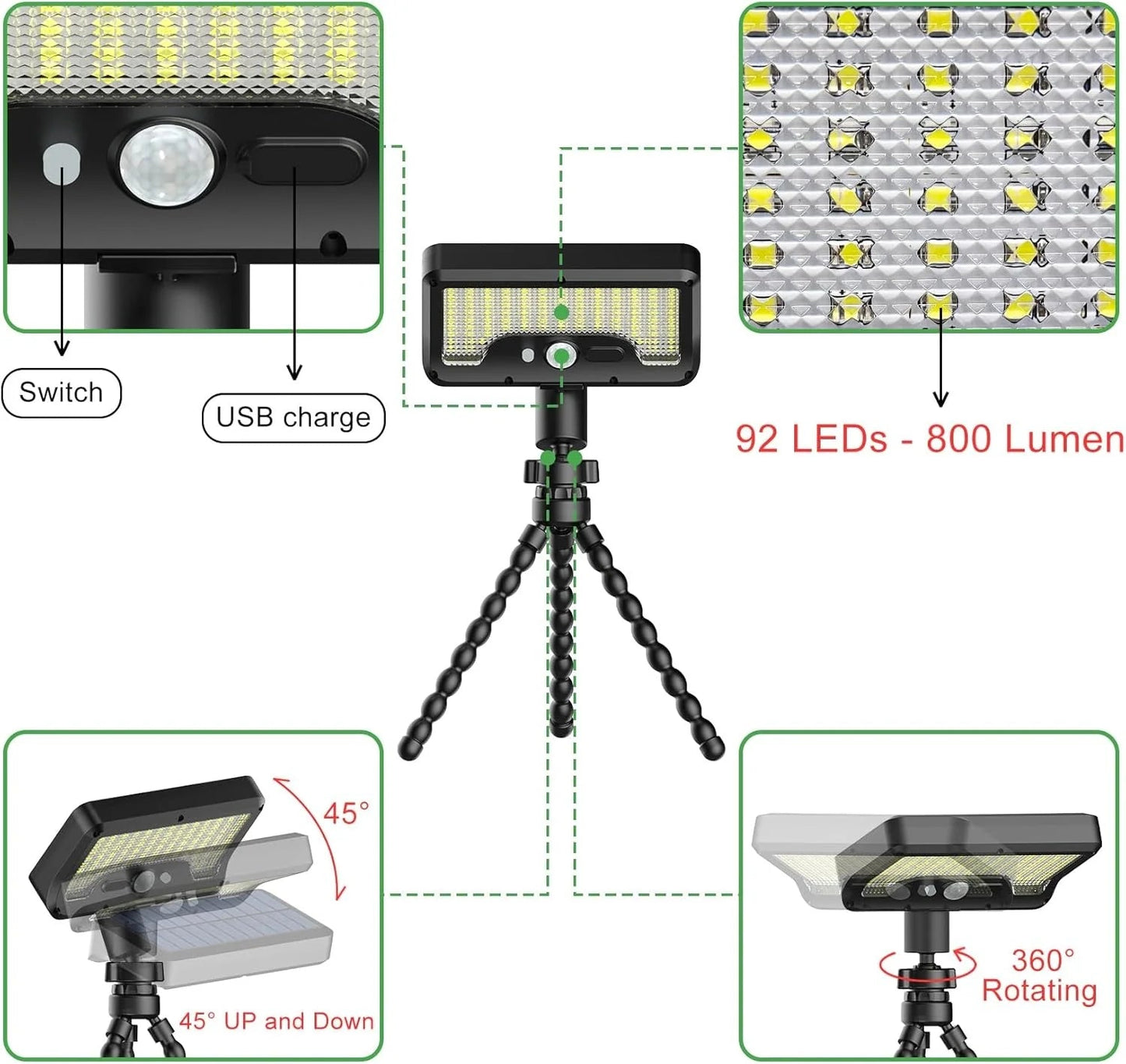 Flexible Octopus Solar Motion Sensor Light