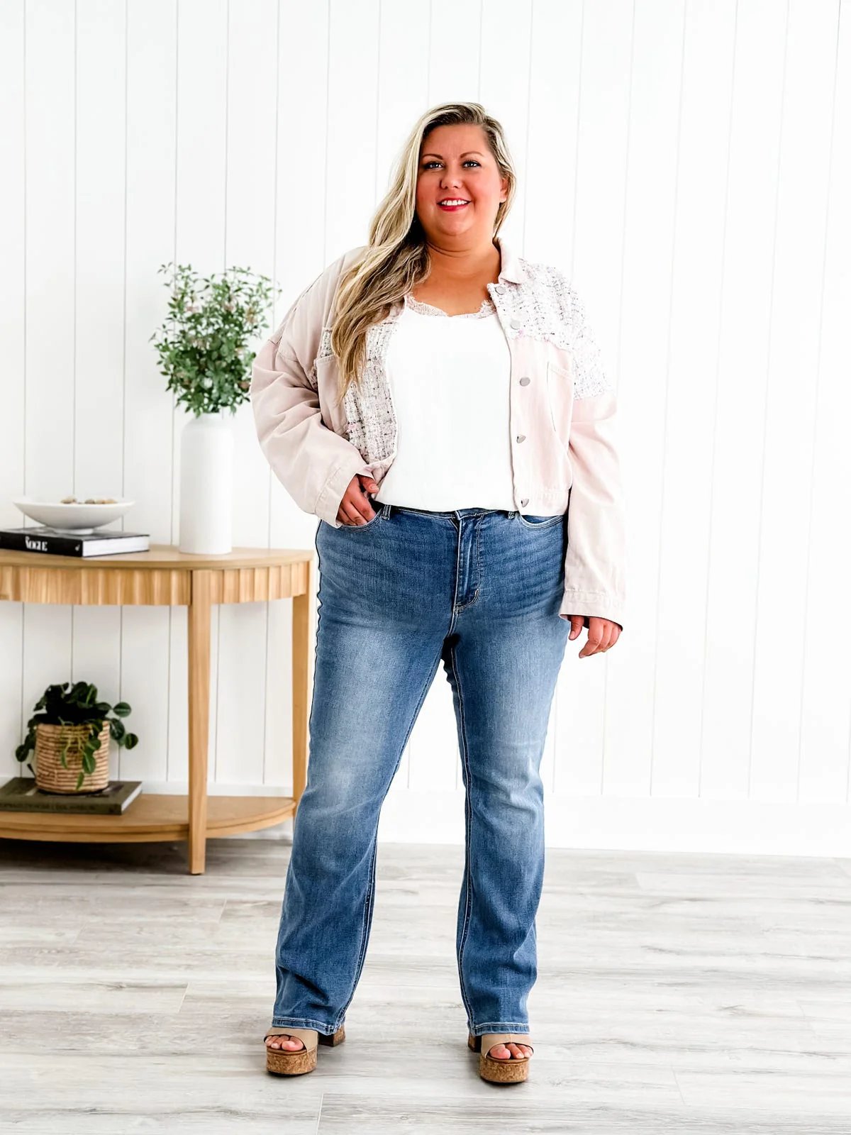 High-waisted trumpet jean