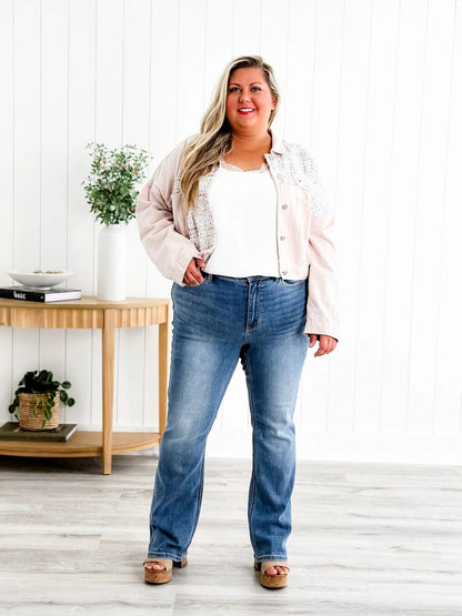 High-waisted trumpet jean