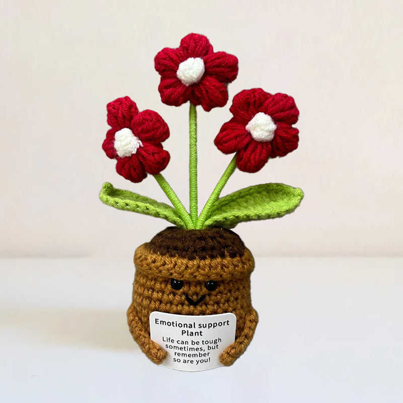 Knitted Artificial Flower Potted Plant Ornament 🌼🧶