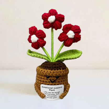 Knitted Artificial Flower Potted Plant Ornament 🌼🧶