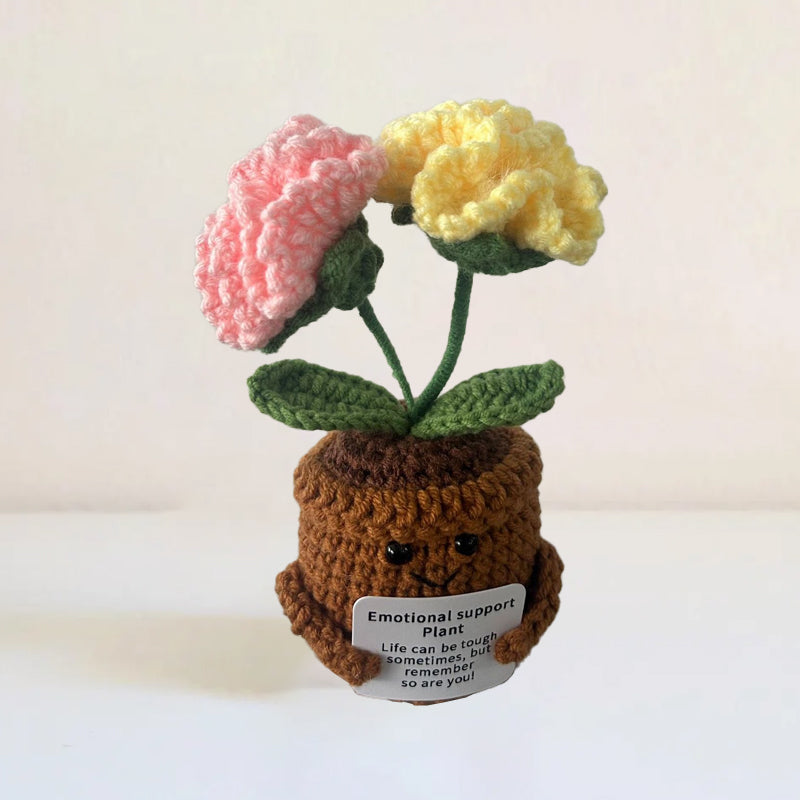 Knitted Artificial Flower Potted Plant Ornament 🌼🧶