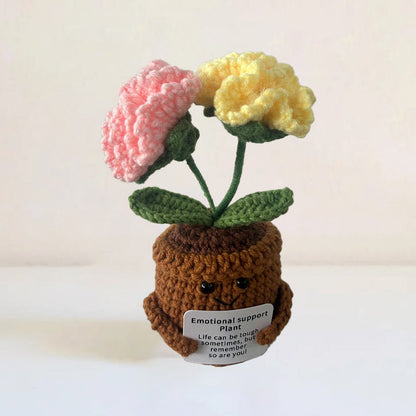 Knitted Artificial Flower Potted Plant Ornament 🌼🧶