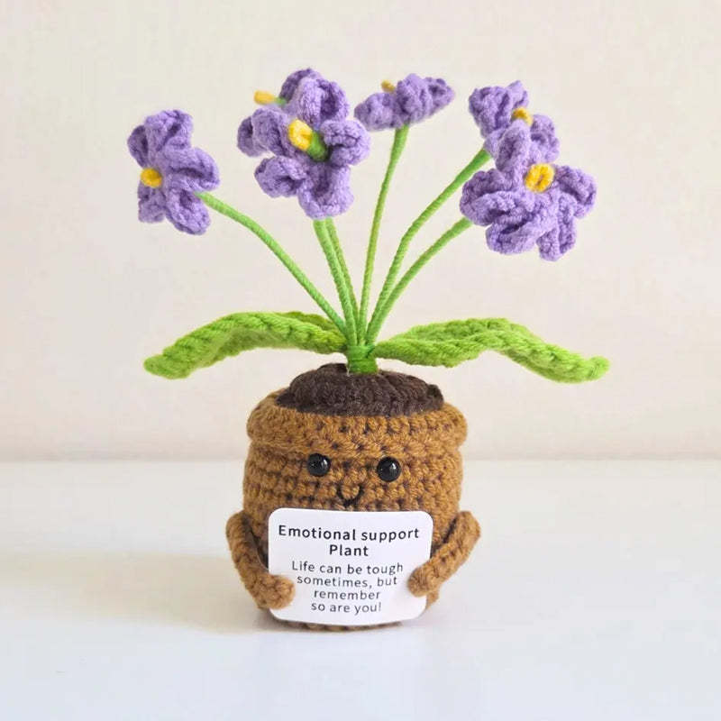 Knitted Artificial Flower Potted Plant Ornament 🌼🧶