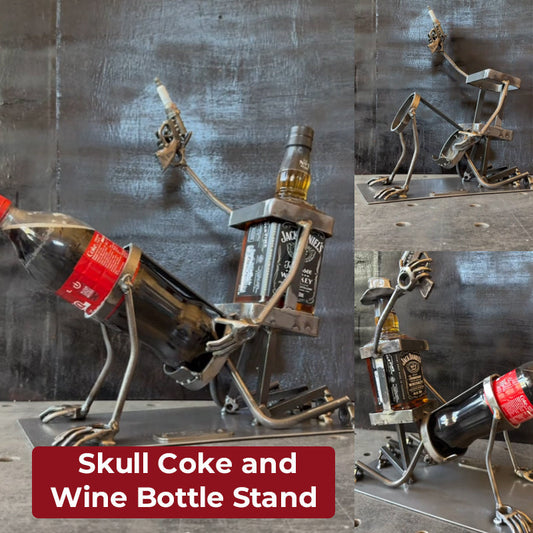 Support pour bouteilles de vin et de coca en forme de tête de mor
