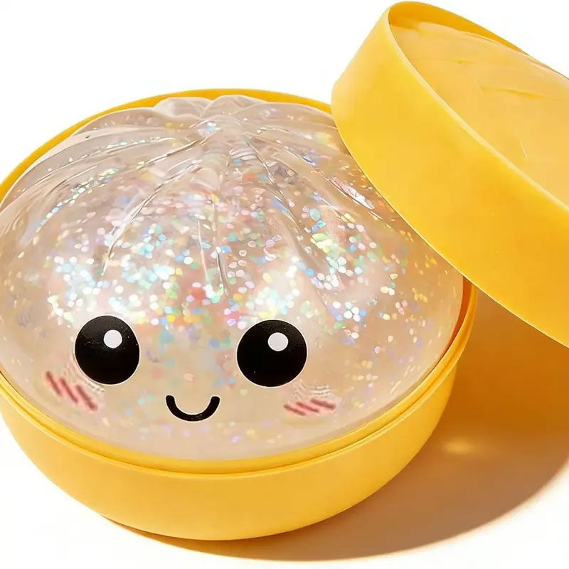 🔥Glittery Dumpling Squeeze Toy – A Cute Fidget Toy for Stress Relief, with a Steamer