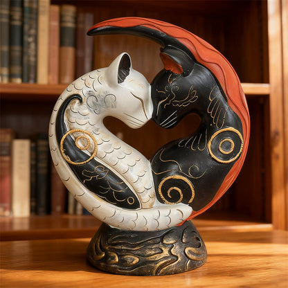 Black and White Cat Yin Yang Art Desk Decor