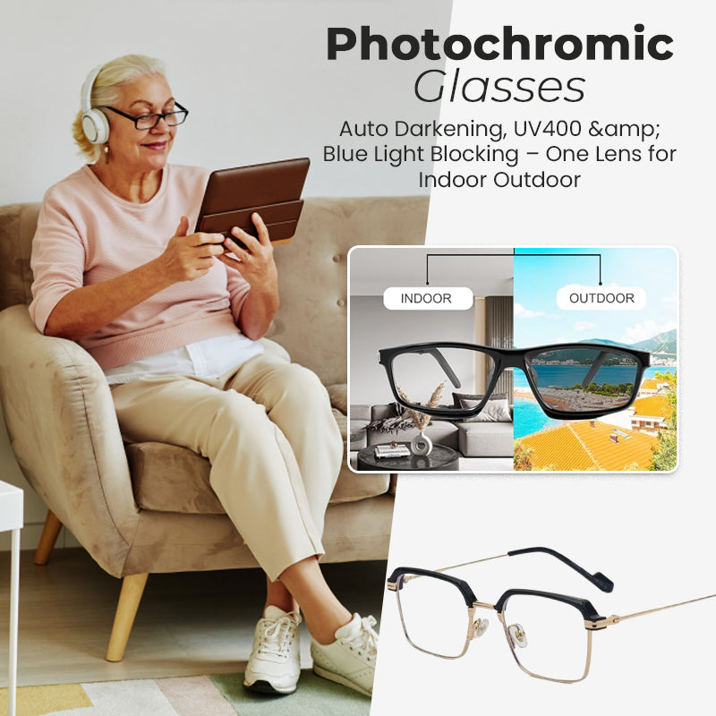 👓Photochromic Glasses – Auto Darkening, UV400  Blue Light Blocking