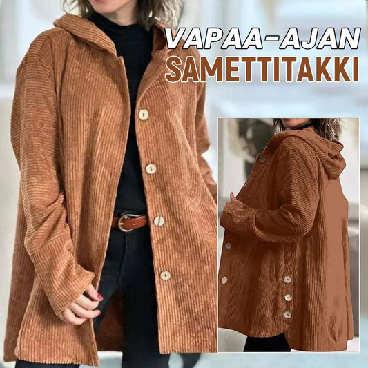 🍂 Casual velvet jacket with hood for autumn