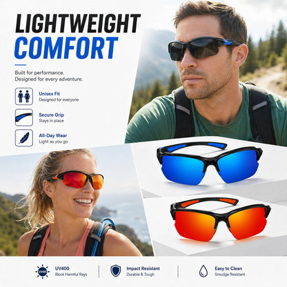 Polarized UV400 Sports Sunglasses – Unisex Outdoor & Driving Eyewear