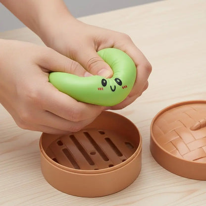 🔥Glittery Dumpling Squeeze Toy – A Cute Fidget Toy for Stress Relief, with a Steamer