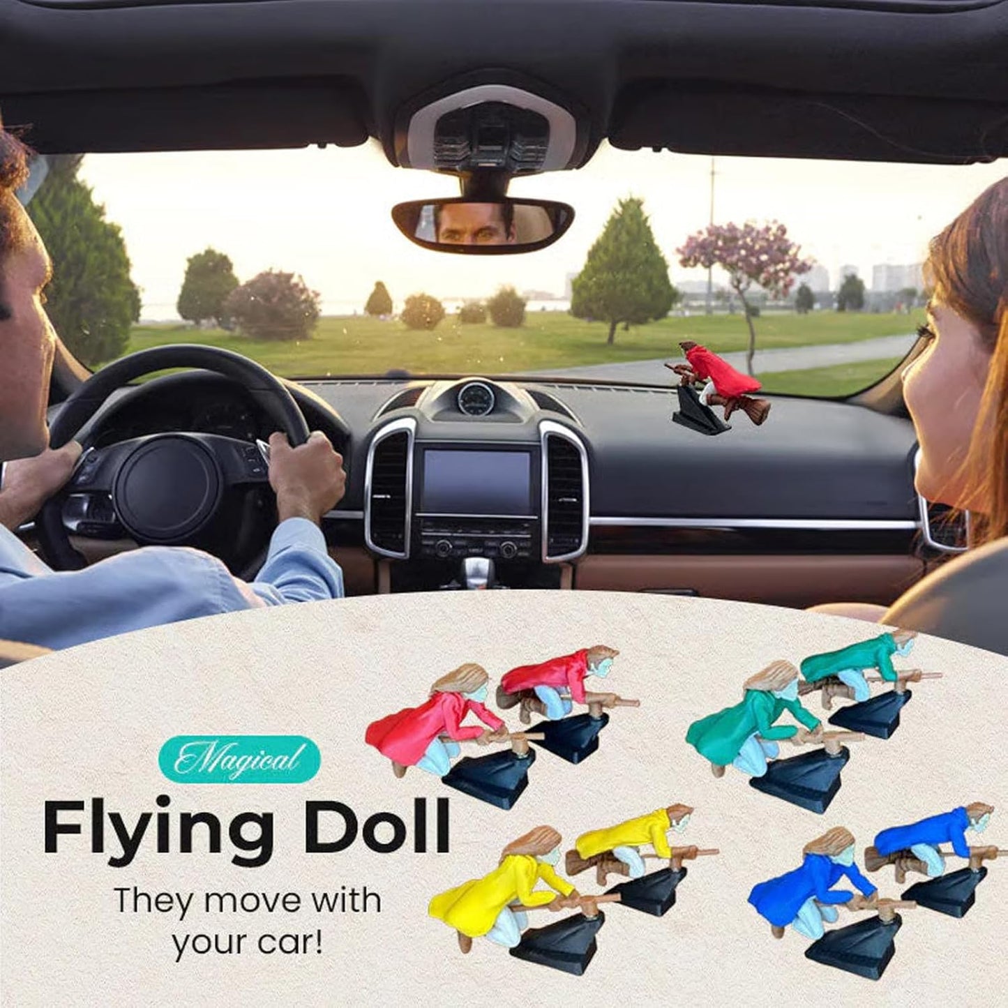 🚗Fantasy car decoration - 🧙‍♀️Hexen and wizard broomstick dashboard drift ornaments✨
