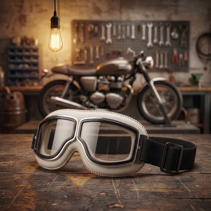 OTG Vintage Motorcycle Goggles🕶️ - Fits Over Prescription Glasses, Soft Padded Retro Riding Glasses with Anti-Slip Strap & UV400