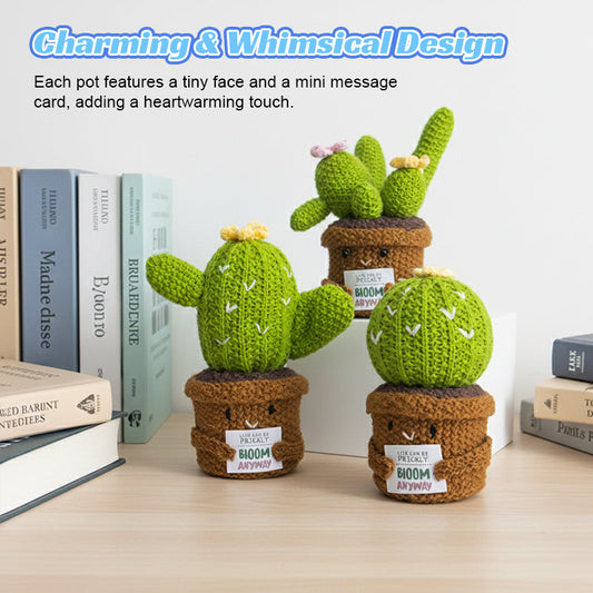 Knitted Artificial Flower Potted Plant Ornament 🌼🧶