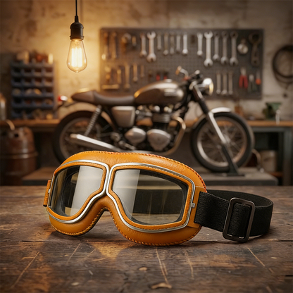 OTG Vintage Motorcycle Goggles🕶️ - Fits Over Prescription Glasses, Soft Padded Retro Riding Glasses with Anti-Slip Strap & UV400