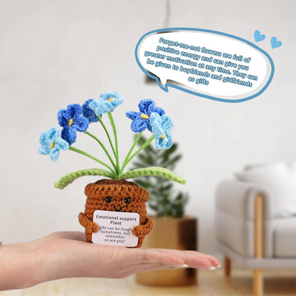 Knitted Artificial Flower Potted Plant Ornament 🌼🧶