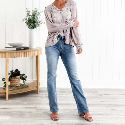High-waisted trumpet jean