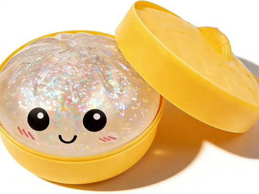 🔥Glittery Dumpling Squeeze Toy – A Cute Fidget Toy for Stress Relief, with a Steamer