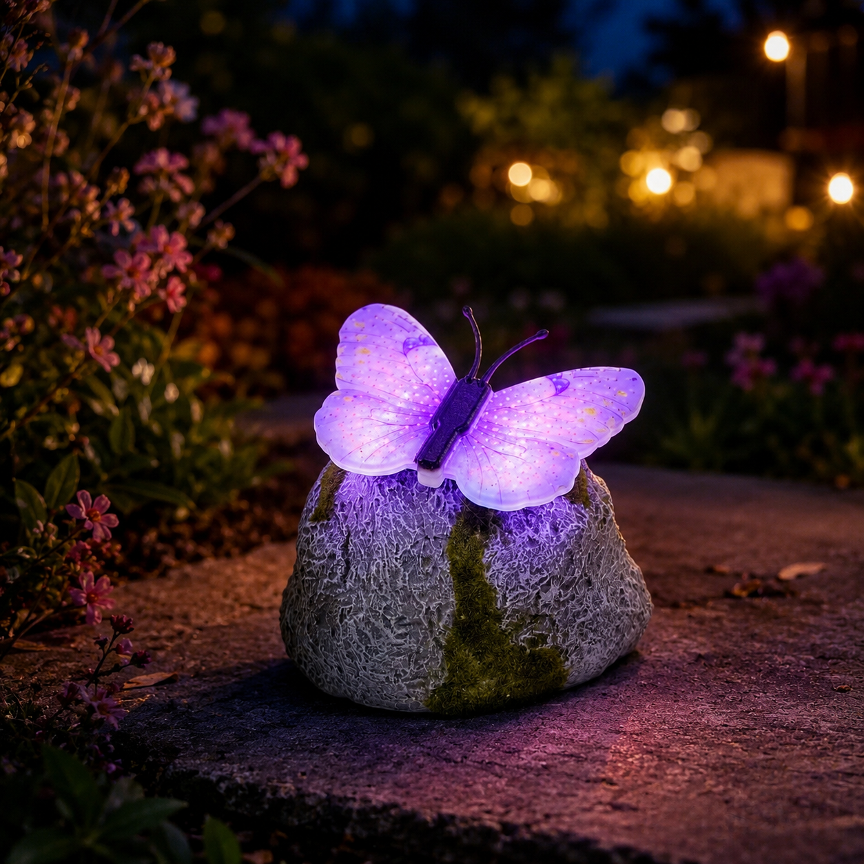 Solar-powered glowing butterfly garden lam