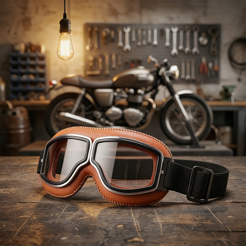 OTG Vintage Motorcycle Goggles🕶️ - Fits Over Prescription Glasses, Soft Padded Retro Riding Glasses with Anti-Slip Strap & UV400