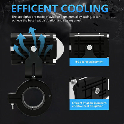 LED Devil Eye auxiliary headlights for motorbikes with high beam and dipped bea