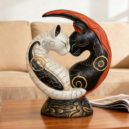 Black and White Cat Yin Yang Art Desk Decor