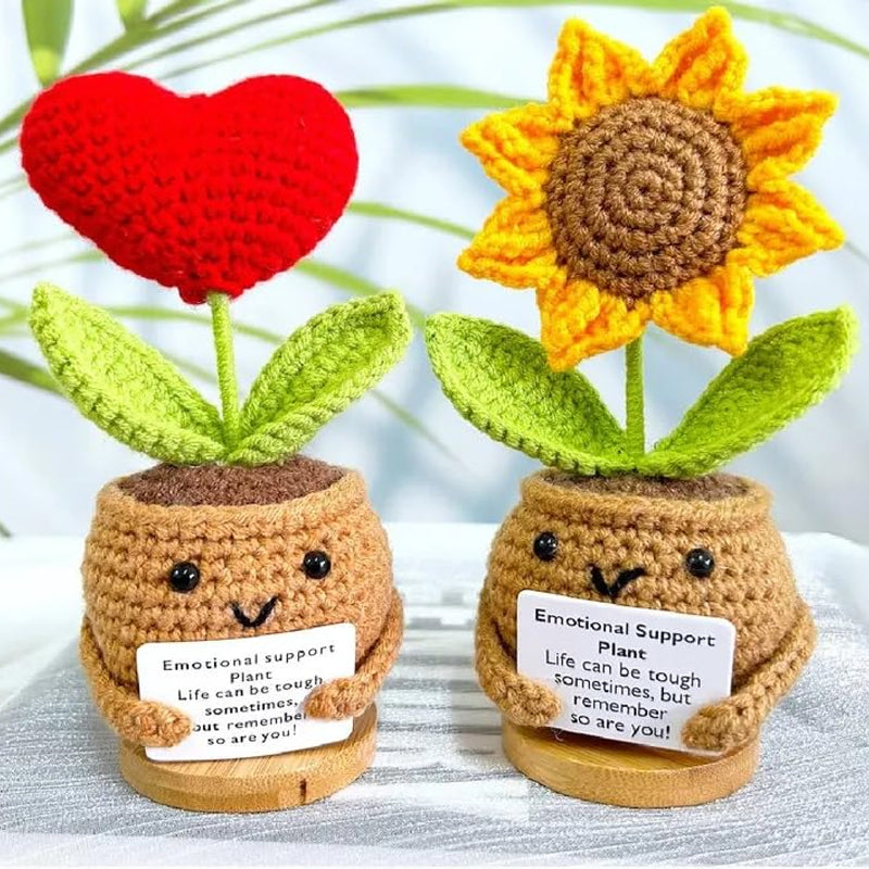 Knitted Artificial Flower Potted Plant Ornament 🌼🧶