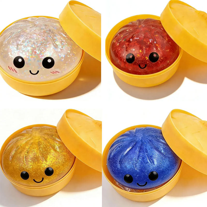 🔥Glittery Dumpling Squeeze Toy – A Cute Fidget Toy for Stress Relief, with a Steamer