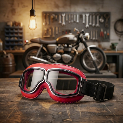 OTG Vintage Motorcycle Goggles🕶️ - Fits Over Prescription Glasses, Soft Padded Retro Riding Glasses with Anti-Slip Strap & UV400