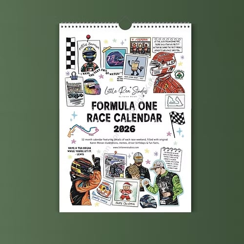 🏎️📅F1 Scrapbook Race Calendar 2026 — The ultimate wall calendar for racing fan