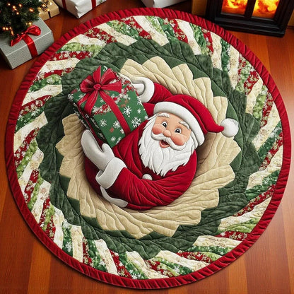 🌀 3D Illusion Christmas Rug 🎄 | Round, Non-Slip & Washable | Decorative Effect